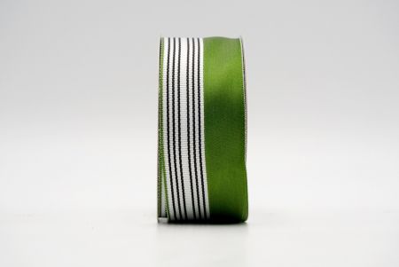 Zöld-félig fehér szatén tervezésű szalag_K1765-580